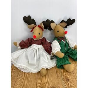 Vintage Handmade Reindeer Doll Set Christmas Outfits 25"- 28"